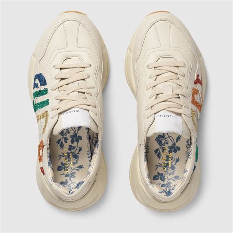 gucci ace glitter low-top sneaker|Gucci rhyton leather shoes.